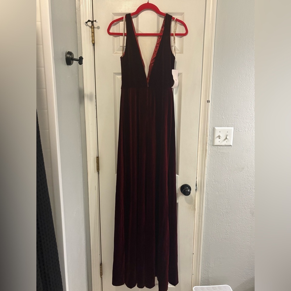 Anthropologie Jenny Yoo Logan Deep-V Velvet Column Gown Berry Size 4 NWT - Picture 6 of 7